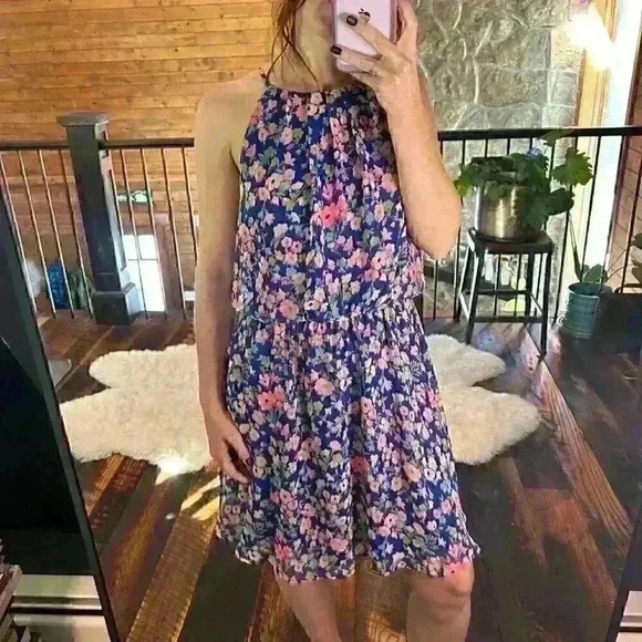 LUSH Floral Halter Strappy Midi Knee Length Dress - Picture 2 of 11